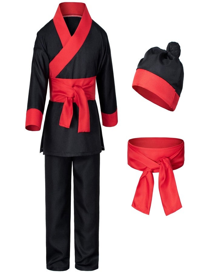 Elibelle Dress up Warrior Samurai Costume Boys Halloween for Kids 130cm 6-7yrs Black - Image 2